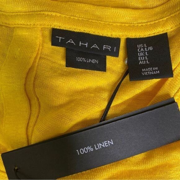 Tahari Linen Yellow Top Size Large Yellow NEW With Tag - Picture 5 of 5